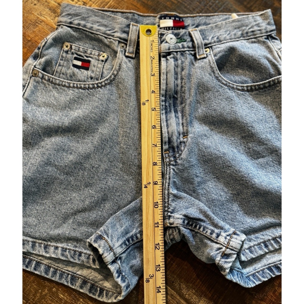 Vintage Tommy Hilfiger Denim Shorts Womens 29 Blue High Rise Mom Jean Flag Logo - Picture 8 of 9